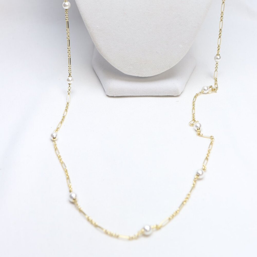 Natalie Wood Designs Gold Tone Adorned Pearl Station Necklace $68 New
